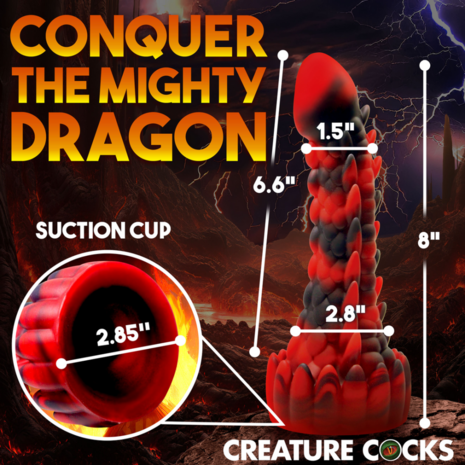 Demon Rising - Scaly Dragon Silicone Dildo - Red/Black