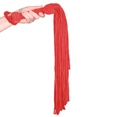 Leather Suede Flogger - Red