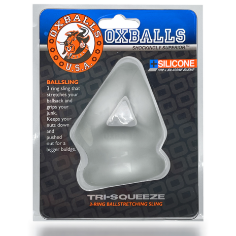 Tri-Squeeze - 3-Ring Cocksling with Extended Ballstretcher Base - Clear Ice