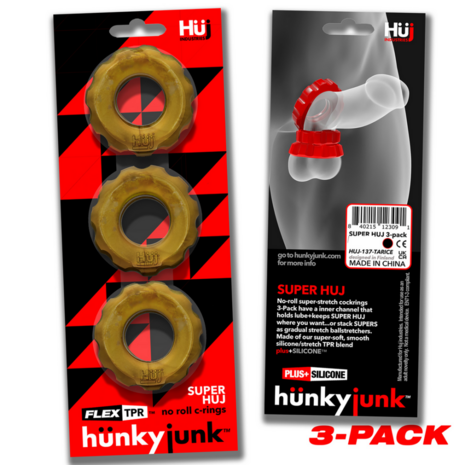 Super Huj - 3-pack Stretchy Cockrings - Bronze Metallic