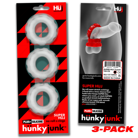 Super Huj - 3-pack Stretchy Cockrings - Clear Ice