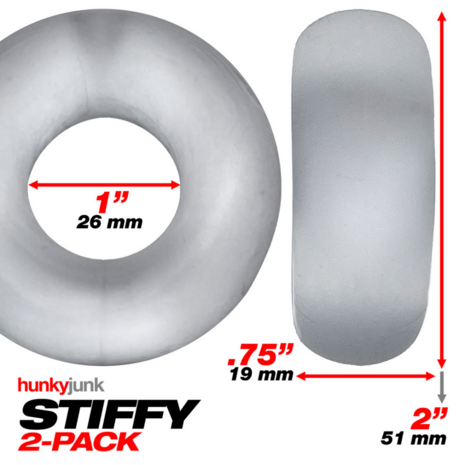 Stiffy - 2-pack No-Roll Cockrings - Clear Ice