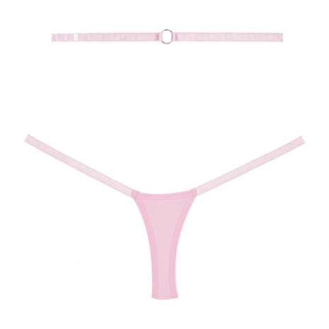 Cherished - Lace and Mesh Thong - OS - Pink