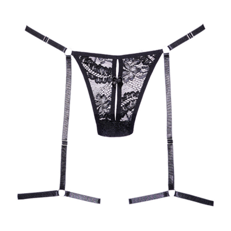 Say it with Garters - Lace Thong - OS - Black